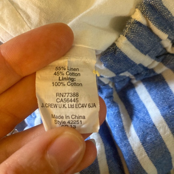 Women’s J. Crew Factory Linen Blend Blue & White Striped Mini Skirt - Picture 6 of 6